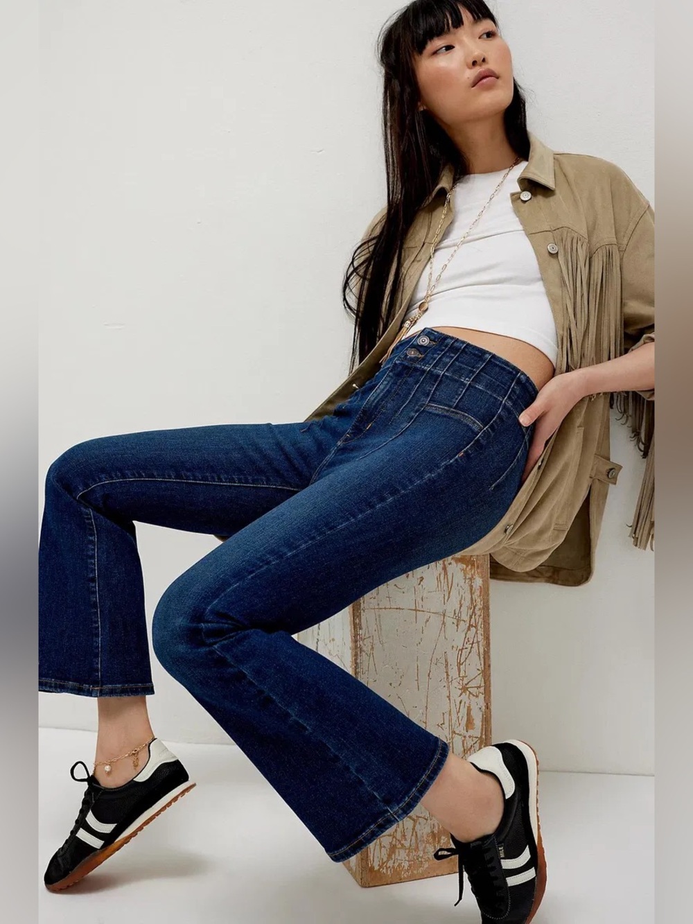 Free People Jayde Crop Flare Tulsa Blue 28